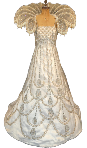 embossed Queen's gown